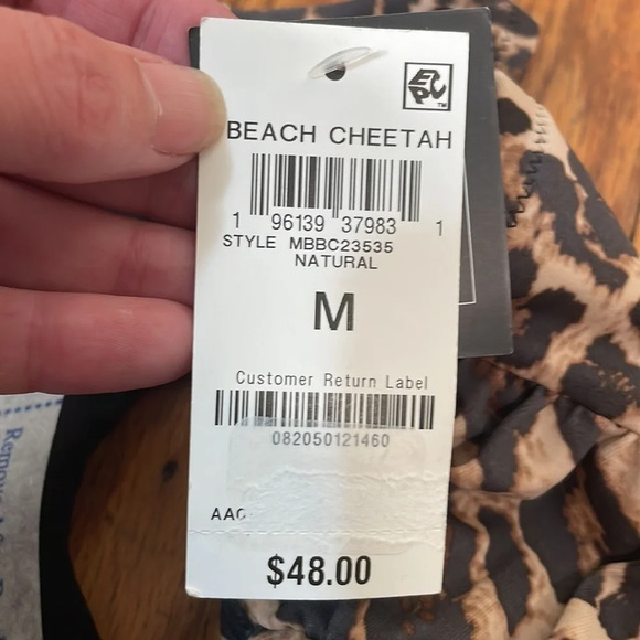 Bar III Beach Cheetah Printed High Rise Shirred sides Bikini Bottoms size M NWT - Picture 5 of 5